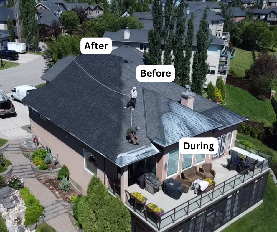Hutchinson-area home — Before, During & After GreenSoy™ treatment.